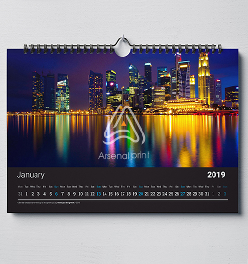 Календар А2 - пружина по Довшій стороні