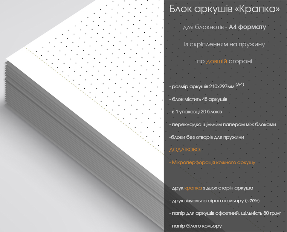 Блокнот в крапочку - заготовка, готові аркуші